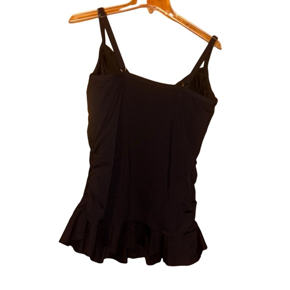 Lands end black Swim Top Ruffle Hem Swimwear Tankini Swimsuit Top  size 12 - Picture 2 of 3